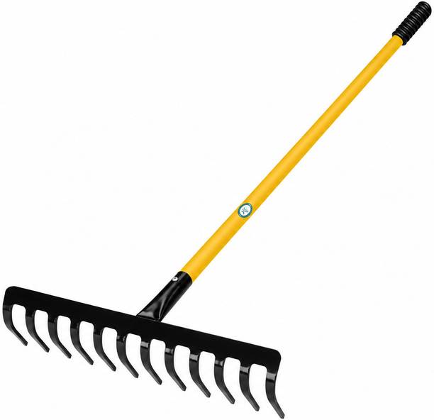 DVI Heavy Duty Garden Rake with Long Handle | Rake for Gardening | ( Multicolour ) Garden Tool Kit