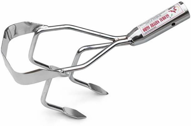 ग्लोबल नेचर एग्रो Heavy Duty 3 Tine Steel Hand Cultivator Gardening Tools for Weeding गार्डन टूल किट