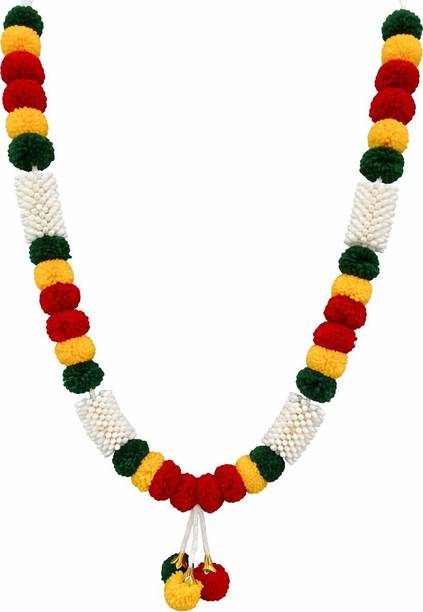 SATVIK CREATIONS Creations Handmade Mala/Garland for God Idols/Photo Frames Temple WOOLEN, Plastic Beads Garland