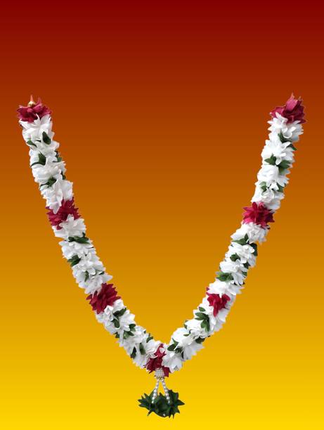 SMILEBAZAR Fabric Petals Garland For Photo Frame And God Idol Mala ( 19 Inch) Fabric Petals Garland