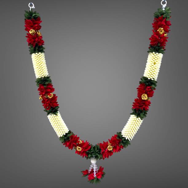 RMKArt RMK Handmade Mala for God Photo Frame Decoration Multipurpose White and Red Garland