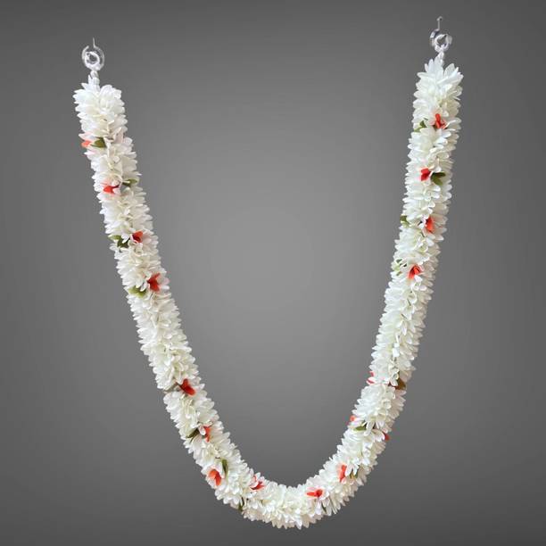 Isha ISHA Handmade Garland Mala for God Photo Frame Decoration White Mix Soft Fabric Garland