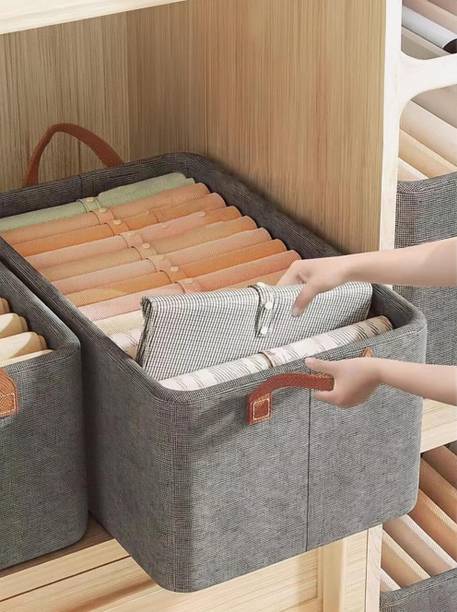 DINEDUST 3 pcs Woven Cloth , Foldable Wardrobe Organizer for Storage Baskets for Organizing Shirts/Pants/Jeans/Dress