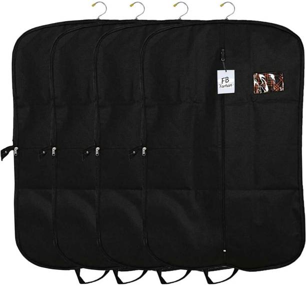 Turn Back Blazer Cover 3 Pieces Foldable Non Woven Men's Coat Blazer Suit Cover Black