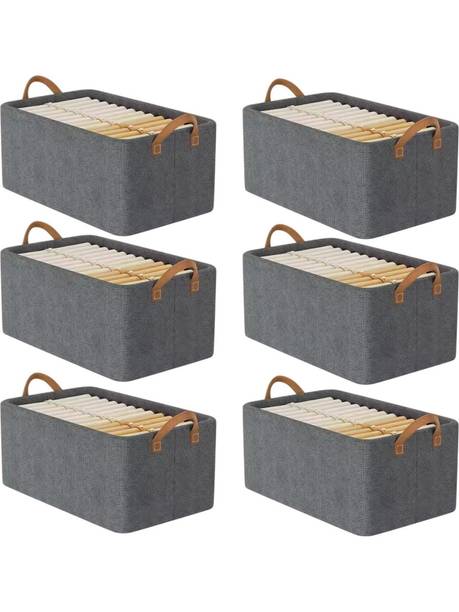 FLYMIE Set of 6 Cloth Organizer For Wardrobe Storage Bag Box Closet Drawer Organizers for Clothes Clothes Storage Box for Wardrobe Cloth, Saree, Towel, Blanket