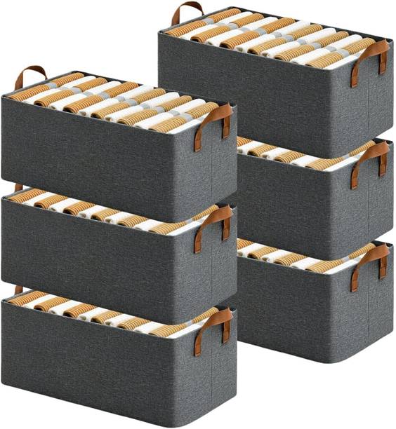 Zarnas (6PCS) Fabric Storage Organizer With Handles Storage Bag Cloth Storage Cloth Organizer For wardrobe Cupboard Organizers Shelf Organizer AZRNG06