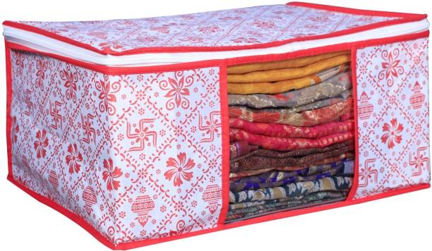 Evolves New latest Saree cover Storage Cover/Cloth Organizer Cover Storage Space Saver Multipurpose Bag New Swastik Red New design