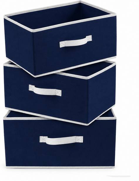 RAXSH Large Capacity Cloth Organizer for Cupboard | Foldable Drawer Storage Basket | Clothes Organizer Basket for Sarees, Shirts, Towels, Toys & Baby Clothes | Closet Shelf Drawer Storage Bin | 40 x 29 x 23 cm
