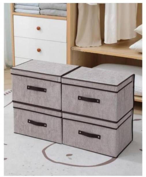 Gemstones Dustproof Collapsible Cupboard Storage Bin for Bedroom & Home 4 Piece Large Capacity Wardrobe Organizer for Clothes, Blankets, Sarees & Quilts Large Capacity Wardrobe Organizer for Clothes, Blankets, Sarees & Quilts