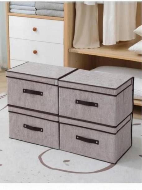 Gemstones Dustproof Collapsible Cupboard Storage Bin for Bedroom & Home 4 Piece Large Capacity Wardrobe Organizer for Clothes, Blankets, Sarees & Quilts Large Capacity Wardrobe Organizer for Clothes, Blankets, Sarees & Quilts