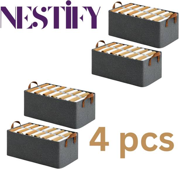 VENDIFY 4 PCS Cloth Organizer for Wardrobe Cloth Storage Box saree cover storage bags clothes organiser cloth storage bag storage box for clothes cloth storage storage organizer box for cupboard