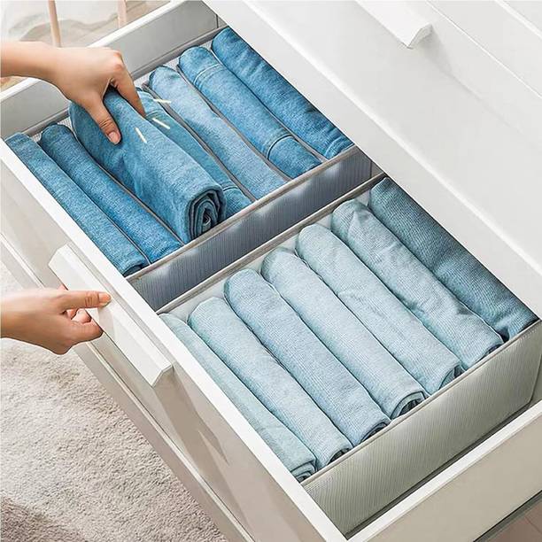 JD FRESH 02 Piece Set of Non-Woven Fabric Wardrobe Organizers for Shirts/T-Shirts/Dresses Fabric Free Standing Cabinet