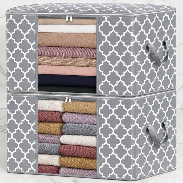 STORAZE Multipurpose Storage Usage Pack of 2 Saree and Clothes Storage Covers for Wardrobe and Cupboard Cloth cover pack of 2
