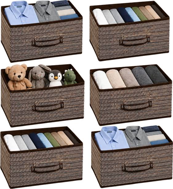 DALUCI Foldable Wardrobe Organizer Storage Box Premium Clothes Storage Basket for Wardrobe & Closet Space Saving Cloth Organizer Set of 6
