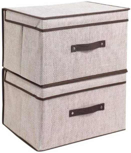Gemstones Dustproof Collapsible Cupboard Storage Bin for Bedroom & Home 2 Piece Large Capacity Wardrobe Organizer for Clothes, Blankets, Sarees & Quilts Large Capacity Wardrobe Organizer for Clothes, Blankets, Sarees & Quilts
