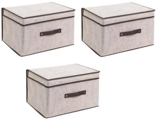 Gemstones Dustproof Collapsible Cupboard Storage Bin for Bedroom & Home 3 Piece Large Capacity Wardrobe Organizer for Clothes, Blankets, Sarees & Quilts Large Capacity Wardrobe Organizer for Clothes, Blankets, Sarees & Quilts