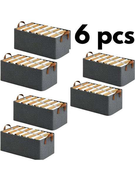 VENDIFY SET OF 6 Cloth Organizer Box for Wardrobe Cloth Storage Box saree cover storage bags clothes organiser cloth storage bag storage box for clothes cloth storage storage organizer box for cupboard