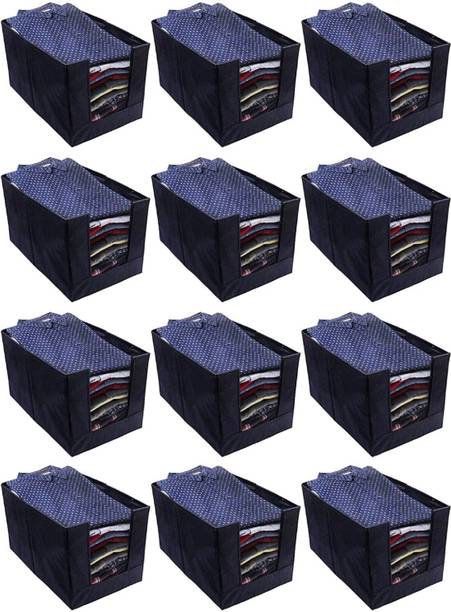 Home Style India Foldable Non Woven Shirt Stacker Designer Cupboard Organizer for Clothes Wardrobe - Pack of 12