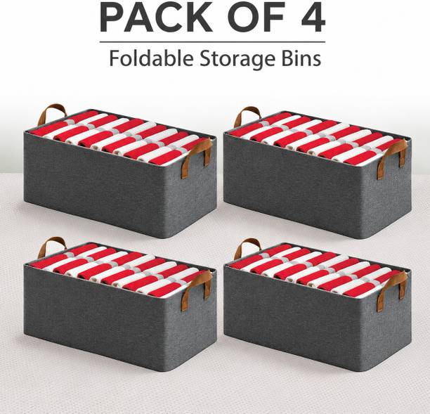 JIYANGO 4 pcs Fabric Storage Organizer With Handles Storage Bag Cloth Storage Cloth Organizer For wardrobe Cupboard Organizers Shelf Organizer