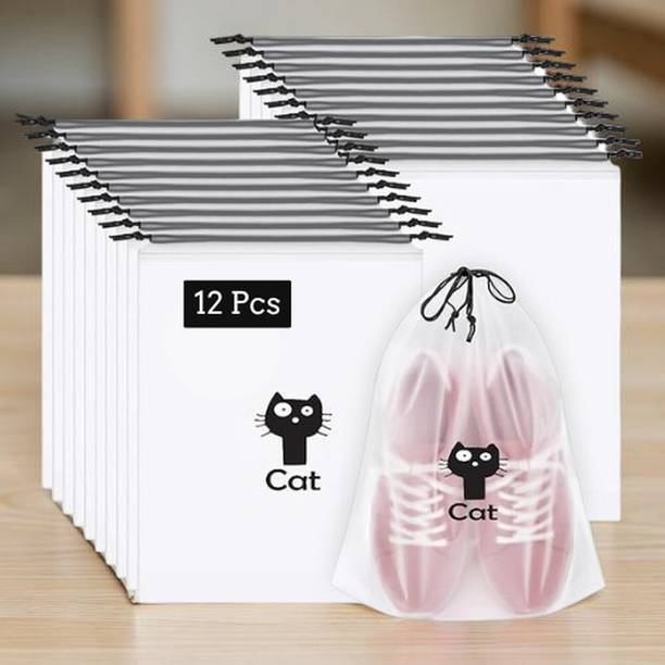 Ashmakam SB070 12 Pcs Travel Shoe Cover Bags | Waterproof Storage Organizer for Trips Lightweight Shoe Storage Cover Bag