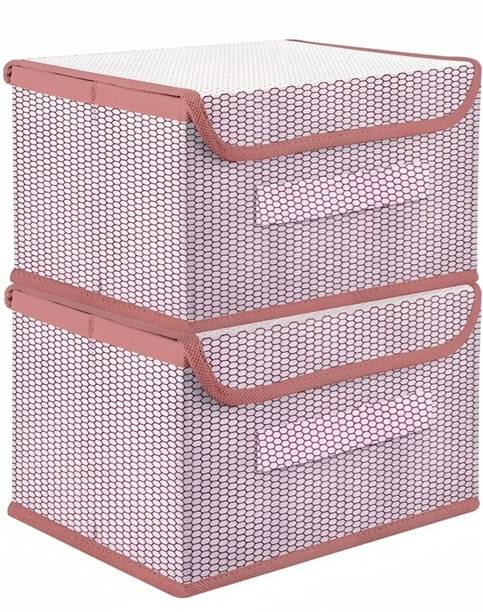 AtNoor Foldable Storage Box with Lid for Clothes, Sarees, Blankets & Toys Wardrobe Organizer