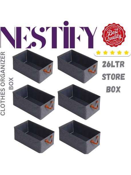 NESTIFY PACK OF 6 Cloth Storage Box Organizer for Wardrobe saree cover storage bags clothes organiser cloth storage bag storage box for clothes cloth storage storage organizer box for cupboard