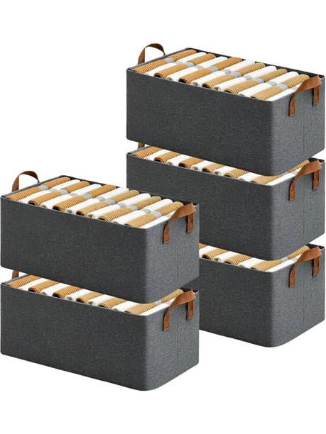 Zarnas (5PCS) Fabric Storage Organizer With Handles Storage Bag Cloth Storage Cloth Organizer For wardrobe Cupboard Organizers Shelf Organizer AZRNG05