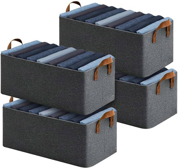 NESTIFY SET OF 4 Cloth Storage Box Organizer for Wardrobe saree cover storage bags clothes organiser cloth storage bag storage box for clothes cloth storage storage organizer box for cupboard