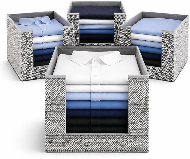 DALUCI Shirt Stacker & Clothes Organizer for Wardrobe Clothes Organizer for Wardrobe Clothes Storage Box Shirt Stacker Wardrobe Organizer Foldable Cloth Organizer Box for Cupboard Closet (Pack of 4)