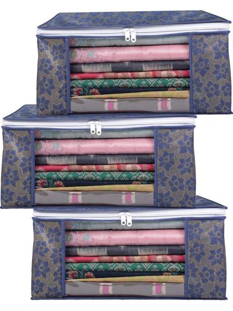 Ocean Enterprise Cloths Cover Multipurpose Sarees Storage Bags for Suit Lehanga Dress Organizer for Wardrobe Pack of 3