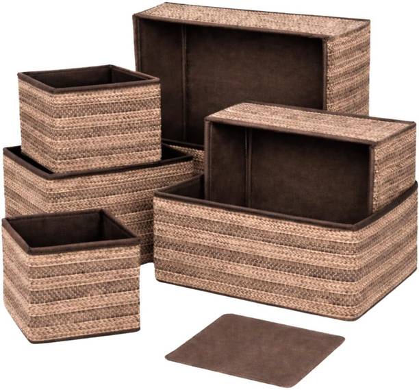 DALUCI Storage Cupboard and Drawer Organizers 6 Piece Foldable Clothing Storage Box Set Cube Storage Bins and Dividers for Wardrobe Cloth Organizer