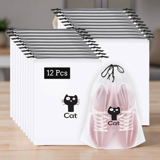 Ashmakam SB071 12 Pcs Travel Shoe Bags for Storage | Waterproof Drawstring Organizer for Storag Portable Shoe Pouch for Travel Storage