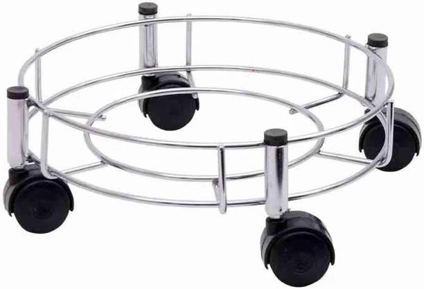 केएच एंटरप्राइज New Branded Stainless steel Cylinder StandTrolley Movable with Wheels \ गैस सिलेंडर ट्रॉली