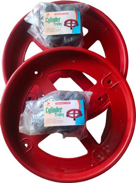 DHAIRYA LPG Gas Cylinder Trolley Pack of 2 Gas Cylinder Trolley (Red) Gas Cylinder Trolley