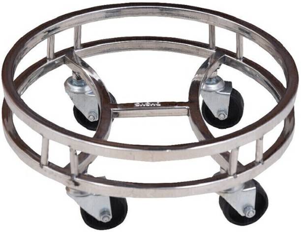 logenta Stainless Steel Gas Cylinder Trolley with Wheels for kitchen Gas Cylinder Trolley