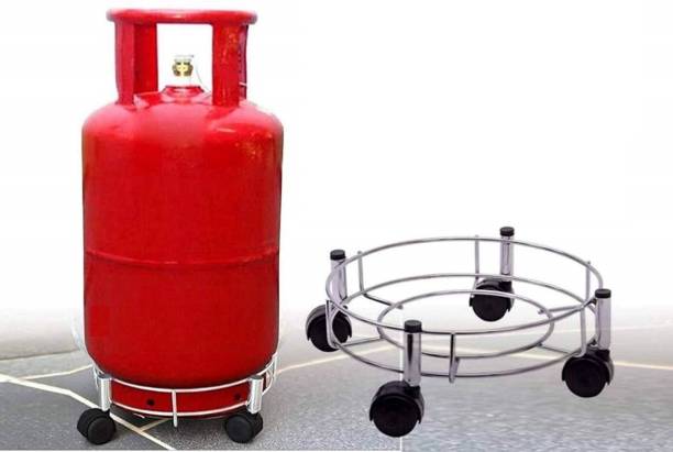 2Mech New Branded Stainless Steel Cylinder Trolley Movable with Wheels/LPG Cylinder Stand/Gas Trolly Gas Cylinder Trolley