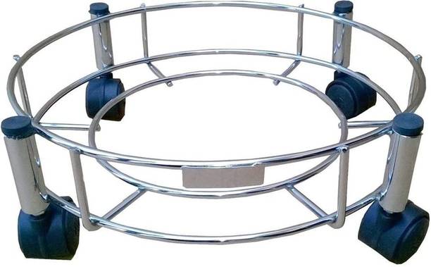 BLLUEX Stainless Steel Gas Cylinder Trolley, Gas Trolly, Cylinder Stand, Plastic Wheels Gas Cylinder Trolley