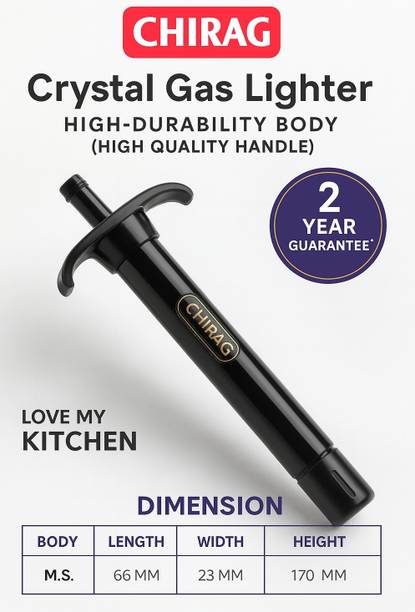 Swaghar Chirag Gas Lighter For Kitchen Use, Restaurants Metal Gas Stove Lighter, Steel Electronic Gas Lighter