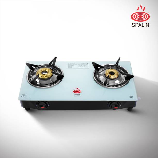 Spalin 2 Burner Toughened Glass Durable, Stylish Glass Manual Gas Stove WHITE Glass Manual Gas Stove