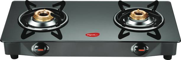 Pigeon Brunet 2 Burner Gas Stove | Auto Ignition |Toughened Glass | 2 year Warranty Glass Automatic Gas Stove