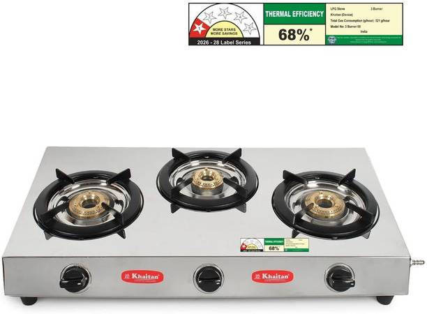 Khaitan GasStove Stainless Steel Manual Gas Stove