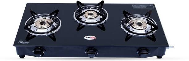 Hornbills ISI Certified LPG Premium Heavy Pan Support Toughened Glass Stainless Steel, Glass Manual Gas Stove