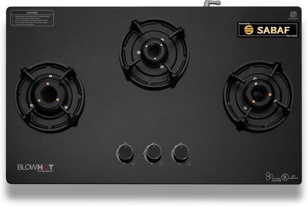 BLOWHOT Coated Forged Indian Brass Burners Hybrid Design Glass, Iron Manual Gas Stove