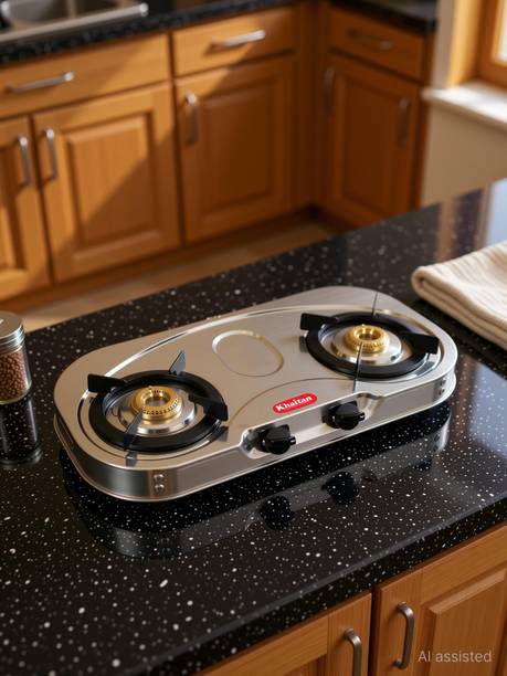 Khaitan 2 Burner Draw "C" Stainless Steel Manual Gas Stove
