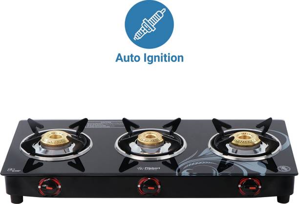 Flipkart SmartBuy Classic Pro 3 Burners Auto Ignition Glass Automatic Gas Stove