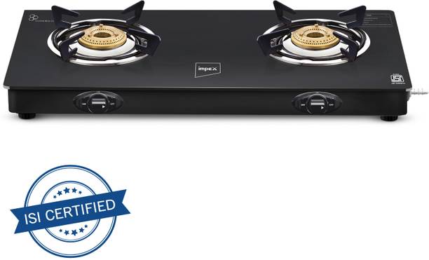 IMPEX Specta 2B Glasstop 2 Burner Gas Stove Glass Manual Gas Stove