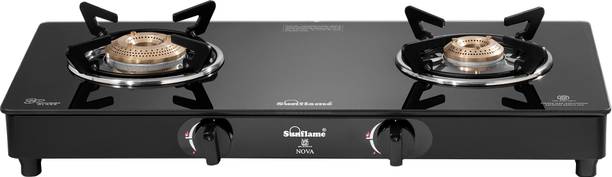 Sunflame LPG STOVE 2B NOVA BK Glass Manual Gas Stove