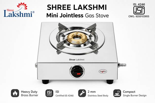 SHREE LAKSHMI Single Mini Jointless Stainless Steel Manual Gas Stove