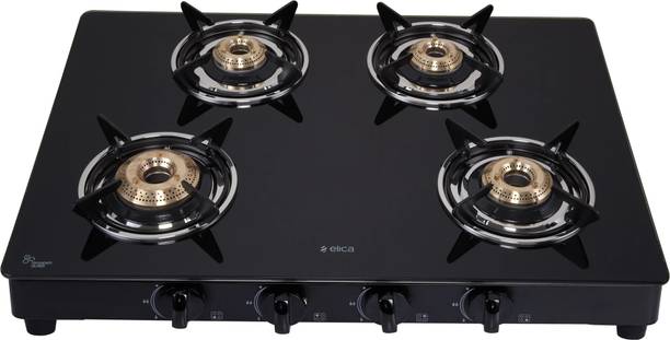 Elica 694 CT VETRO BLK AI Glass Automatic Gas Stove