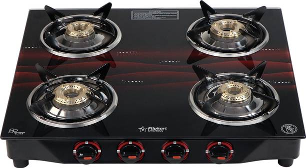 Flipkart SmartBuy Imperio Red 4 Burners Glass Manual Gas Stove